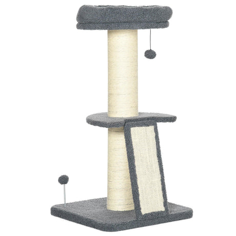 Contemporary Cat Tree & Bed, 127 cm - Grey & Beige - Cat Trees - Purr Wish