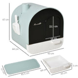 Hooded Cat Litter Box with Lid, Scoop, Flap Door - Green - Cat Litter Trays - Purr Wish