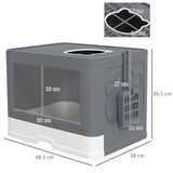 Enclosed Cat Litter Box with Lid, Drawer Tray, Front Entry - Grey - Cat Litter Trays - Purr Wish