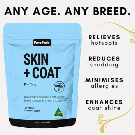 Revitalising Skin+Coat Supplement for Cats - 60 Scoops - Cat Supplements - Purr Wish