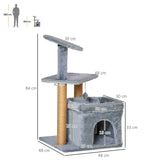 3-Tier Cat Activity Center Tower, 84cm - Grey - Cat Trees - Purr Wish