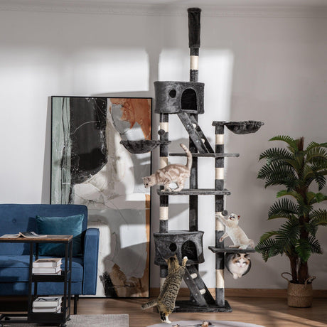 Adjustable Height Cat Tree, 240-260cm - Dark Grey - Cat Trees - Purr Wish