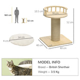 Cat Tower with Jute Scratching Post, 52cm - Natural - Cat Trees - Purr Wish