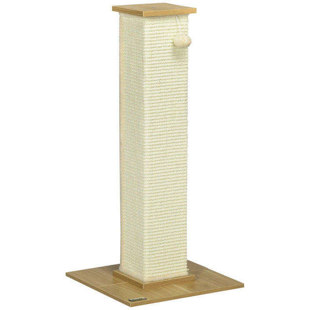 Compact Cat Scratching Post Tree, 80cm - Oak, Cream & White - Cat Trees - Purr Wish