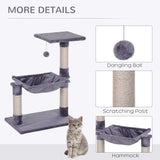 2-Tier Cat Tree Scratching Post w/ Dangle Toy - Grey - Cat Trees - Purr Wish