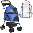 Cat Stroller with Rain Cover and EVA Wheels - Blue - Cat Carriers & Strollers - Purr Wish