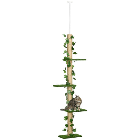 Adjustable Floor-to-Ceiling Cat Tower, Green - Cat Trees - Purr Wish