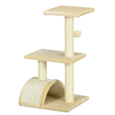 Compact Cat Tree with Scratching Post & Pad, 72cm - Cream White - Cat Trees - Purr Wish