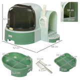 Cat Litter Box with Drawer Pans, Scoop - Green - Cat Litter Trays - Purr Wish