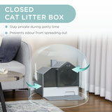 Grey Hooded Cat Litter Tray with Scoop - Cat Litter Trays - Purr Wish