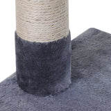 2-Tier Cat Tree Scratching Post w/ Dangle Toy - Grey - Cat Trees - Purr Wish