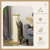 Compact Cat Scratching Post Tree, 80cm - Oak, Cream & White - Cat Trees - Purr Wish