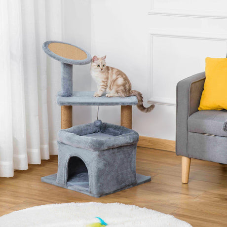 3-Tier Cat Activity Center Tower, 84cm - Grey - Cat Trees - Purr Wish