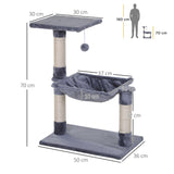 2-Tier Cat Tree Scratching Post w/ Dangle Toy - Grey - Cat Trees - Purr Wish