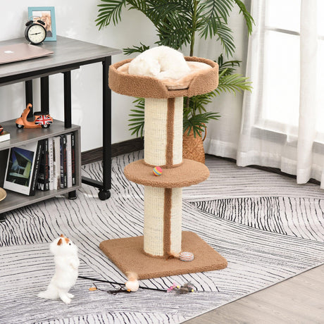 Comfortable Cat Tree Tower 91cm - Light Brown - Cat Trees - Purr Wish