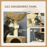 Multi-level Cat Tree Tower w/ Scratchers, Cat House, 116cm - Beige - Cat Trees - Purr Wish