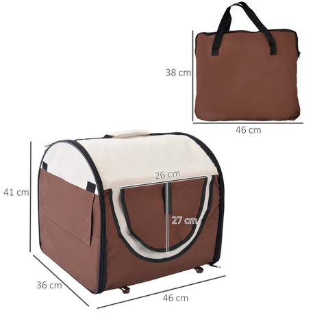 Portable Cat Carrier Folding Bag, Brown 46 x 36 x 41cm