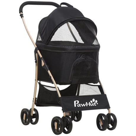 3-in-1 Cat Stroller - Carrier with Universal Wheel, Black - Cat Carriers & Strollers - Purr Wish