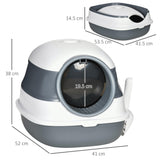 Hooded Cat Litter Box with Deodorant, Grey & White - Cat Litter Trays - Purr Wish