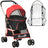 3-in-1 Cat Stroller - Carrier with Universal Wheel & Rain Cover - Red & Black - Cat Carriers & Strollers - Purr Wish