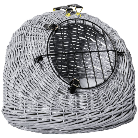 Grey Portable Pet Carrier Basket Bed 50 x 40 x 40cm