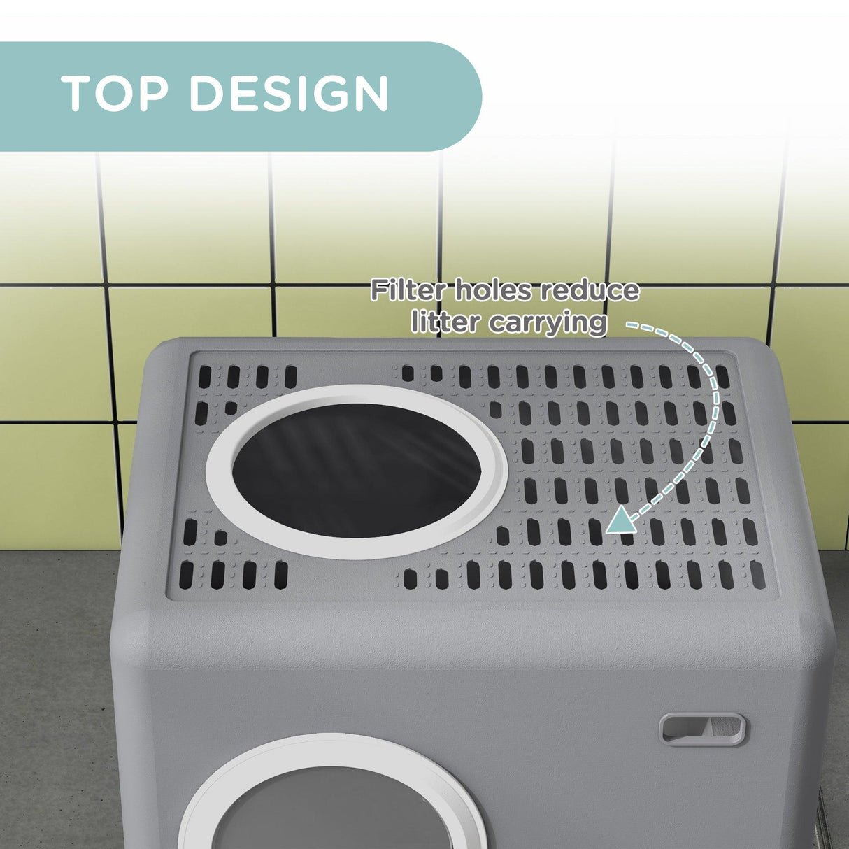 Enclosed Cat Litter Box with Front Entry & Scoop - Grey - Cat Litter Trays - Purr Wish