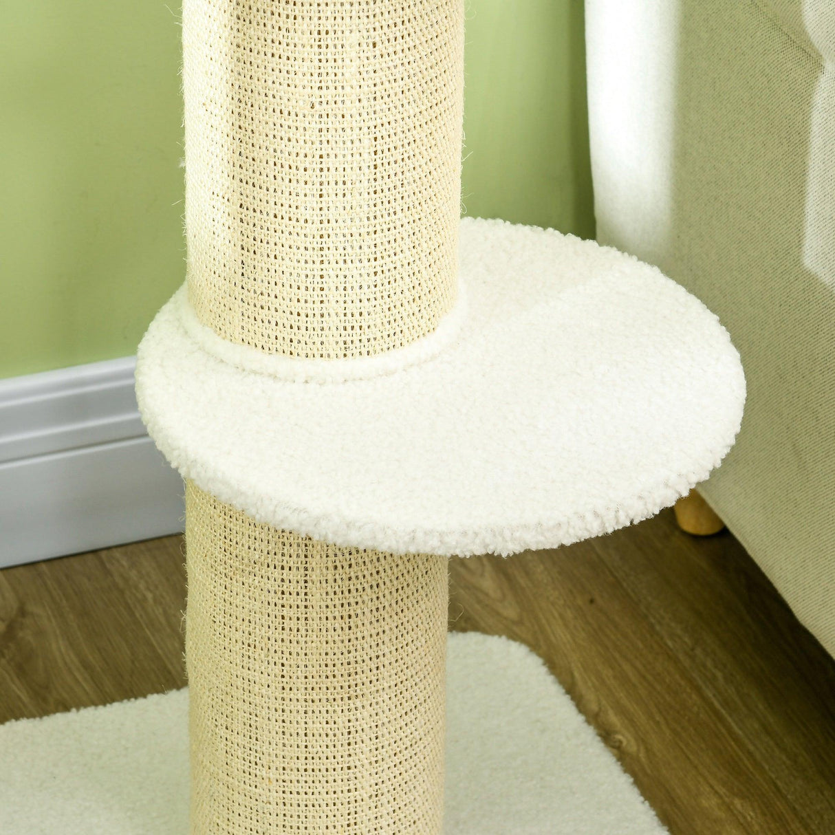 2-Tier Cat Tree with Sherpa Cushion, 91cm - Cream White - Cat Trees - Purr Wish