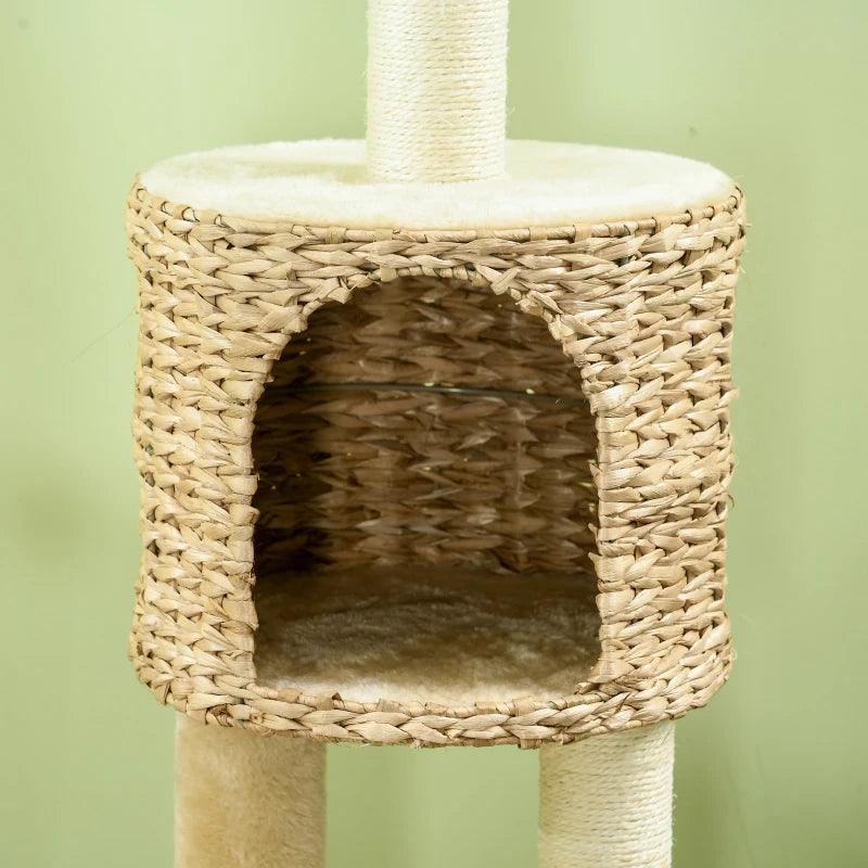 Multi-level Cat Tree Tower w/ Scratchers, Cat House, 116cm - Beige - Cat Trees - Purr Wish