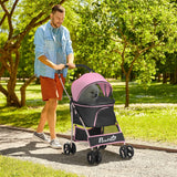 3-in-1 Cat Stroller - Carrier with Universal Wheel - Pink & Black - Cat Carriers & Strollers - Purr Wish