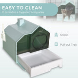 Light Blue Hooded Cat Litter Tray with Scoop - Cat Litter Trays - Purr Wish