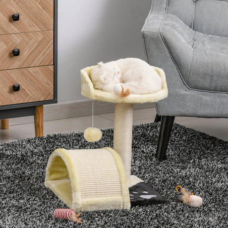 Cat Tree with Perch & Scratching Post - Beige - Cat Trees - Purr Wish