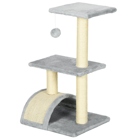 Multi-level Cat Tree with Sisal Scratching Post, 72cm - Light Grey - Cat Trees - Purr Wish