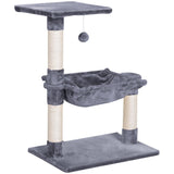 2-Tier Cat Tree Scratching Post w/ Dangle Toy - Grey - Cat Trees - Purr Wish