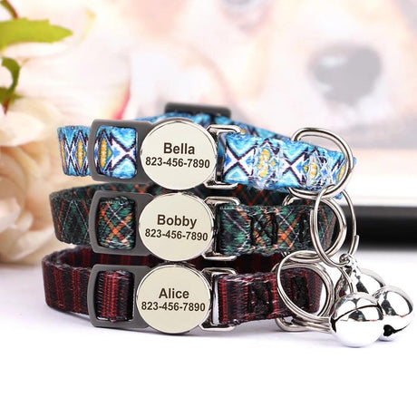 Personalised Adjustable Cat Collar with Engraved ID - Cat Collars - Purr Wish