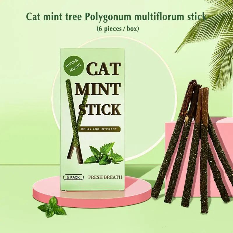 Natural Matatabi Cat Sticks: Teeth Cleaning Mint Rods - Catnip Toys - Purr Wish