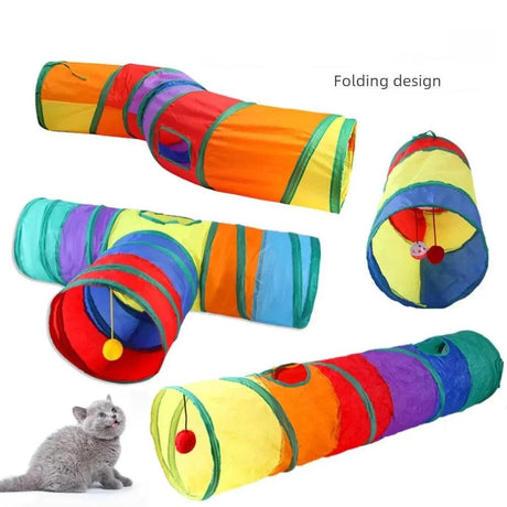 Rainbow Cat Tunnel Playground - Running Track for Cats - Cat Tunnels - Purr Wish