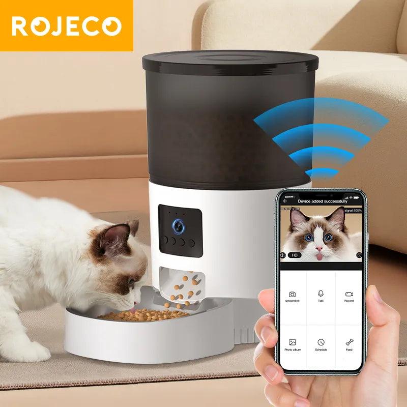 Smart Cat Feeder with Camera Voice Recorder Remote Purr Wish