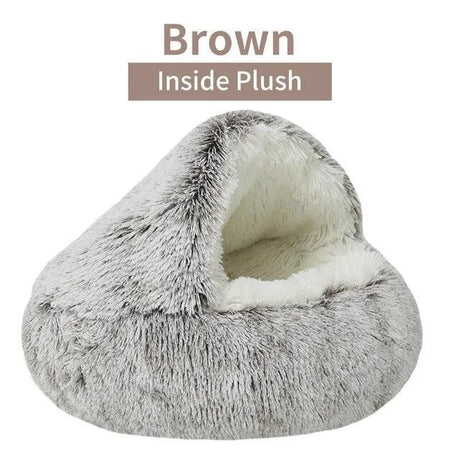 Soft Plush Cat Bed: Round 2-in-1 Sleeping Cave for Cats - Cat Beds - Purr Wish