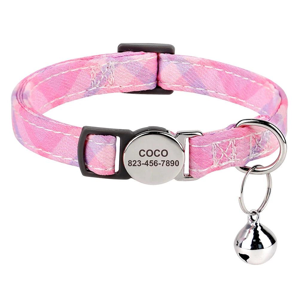 Personalised Adjustable Cat Collar with Engraved ID - Cat Collars - Purr Wish