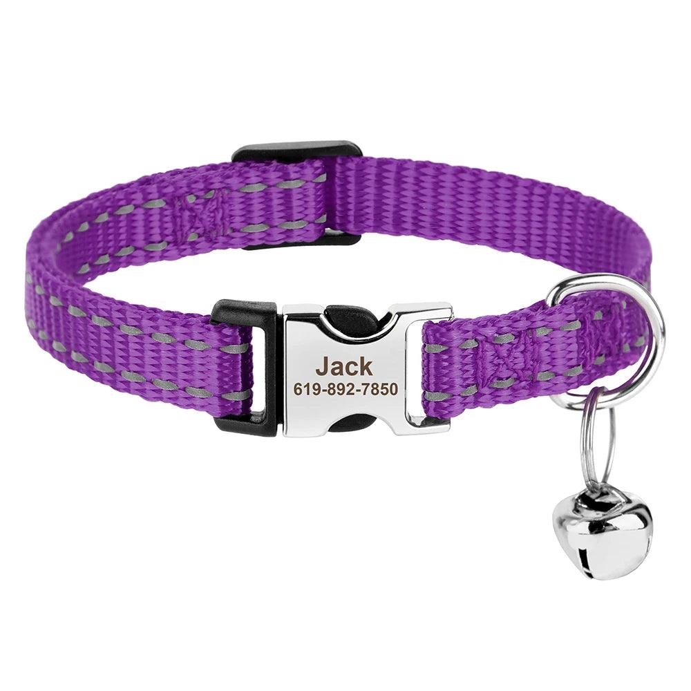 Personalised Adjustable Cat Collar with Engraved ID - Cat Collars - Purr Wish