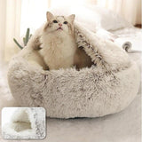 Soft Plush Cat Bed: Round 2-in-1 Sleeping Cave for Cats - Cat Beds - Purr Wish