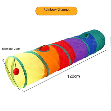 Rainbow Cat Tunnel Playground - Running Track for Cats - Cat Tunnels - Purr Wish