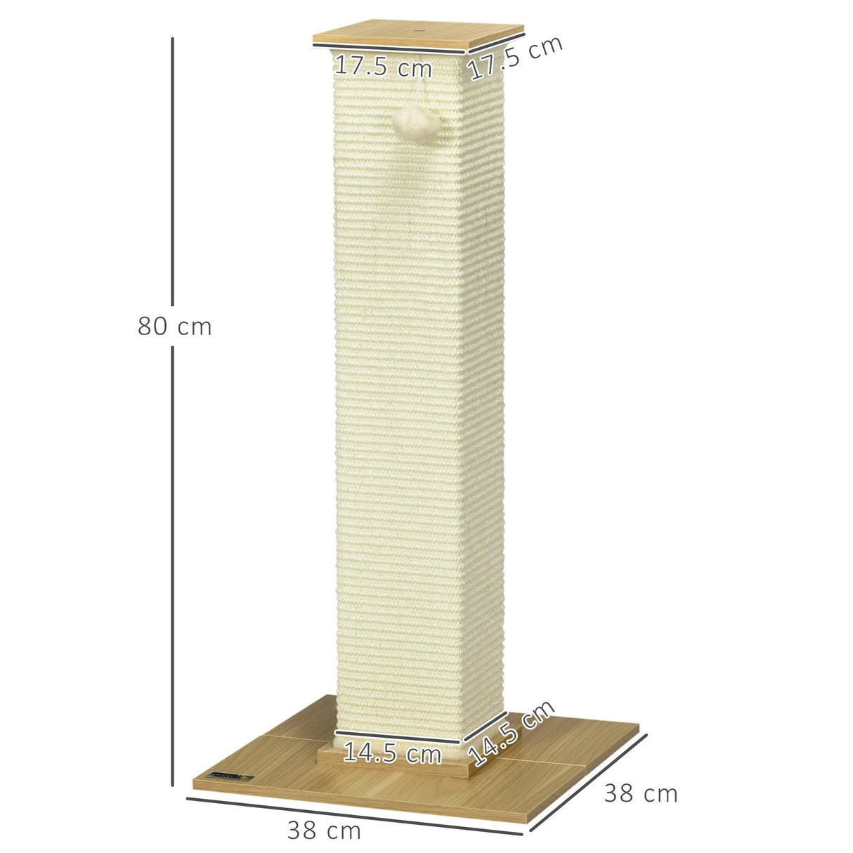 Compact Cat Scratching Post Tree, 80cm - Oak, Cream & White - Cat Trees - Purr Wish