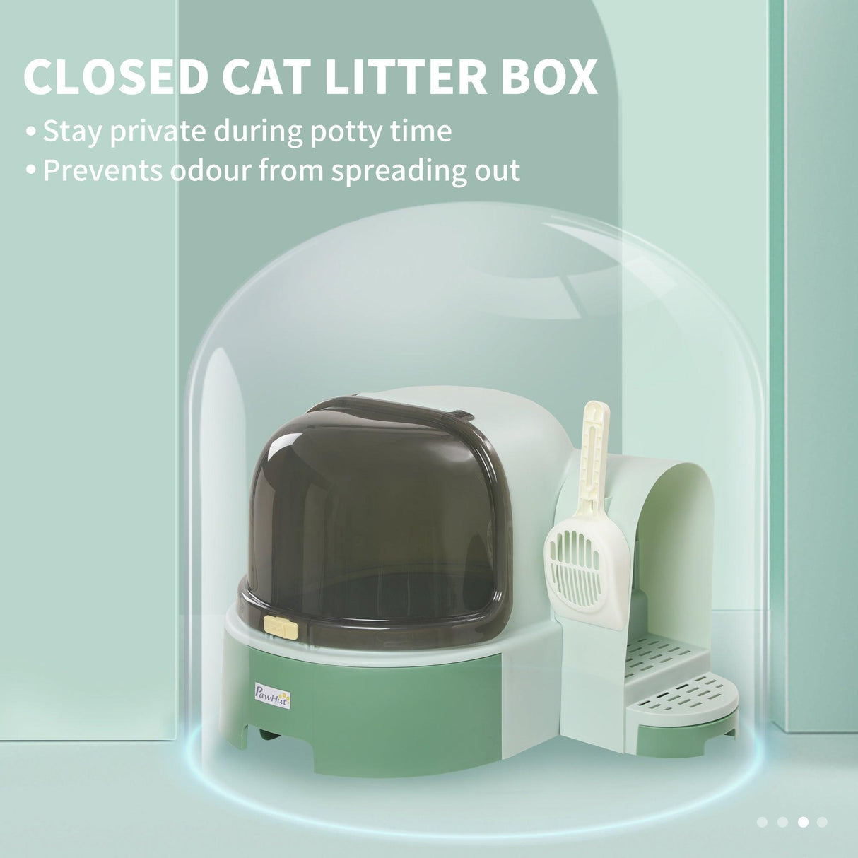 Cat Litter Box with Drawer Pans, Scoop - Green - Cat Litter Trays - Purr Wish