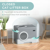 Enclosed Cat Litter Box with Front Entry & Scoop - Grey - Cat Litter Trays - Purr Wish