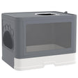 Enclosed Cat Litter Box with Lid, Drawer Tray, Front Entry - Grey - Cat Litter Trays - Purr Wish