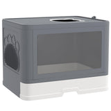 Enclosed Cat Litter Box with Lid, Drawer Tray, Front Entry - Grey - Cat Litter Trays - Purr Wish