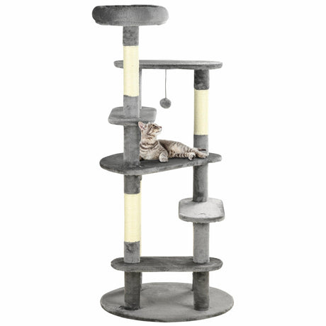 Grey Three-Tier Cat Activity Center Tower, 136cm - Grey - Cat Trees - Purr Wish