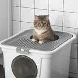 White Enclosed Cat Litter Box - 39H x 44L x 55Wcm - Cat Litter Trays - Purr Wish