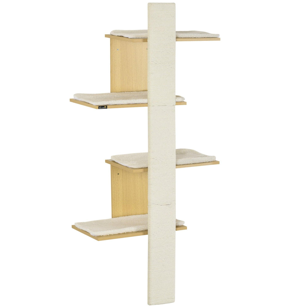 4-Tier Space-Saving Oak Cat Wall Shelf - Cat Walls - Purr Wish